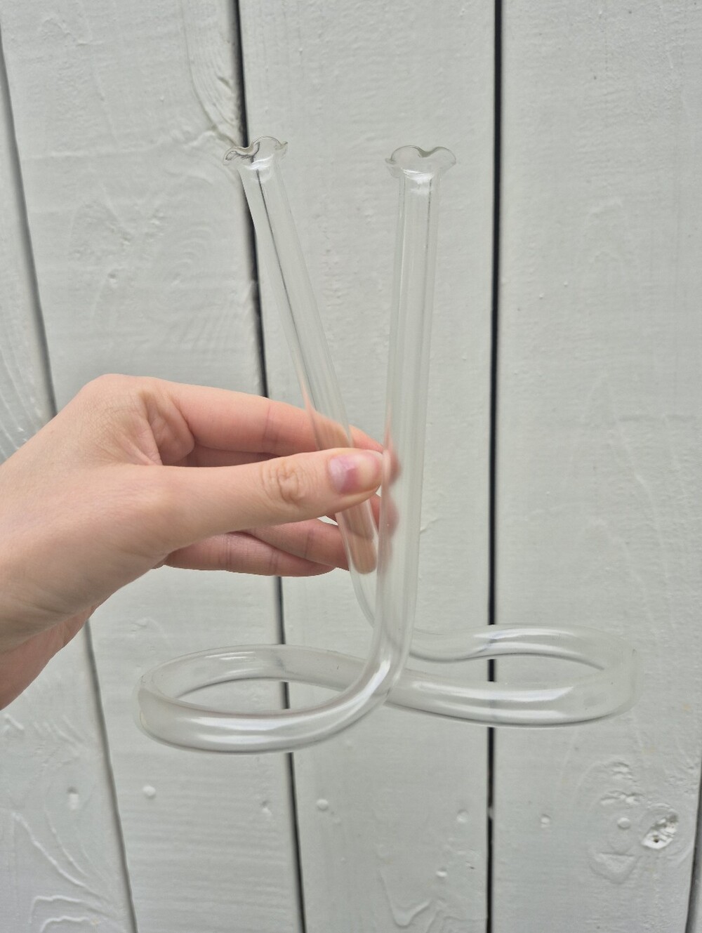 Vintage Hand Blown Infinity Vase with Scalloped Edges 1960s